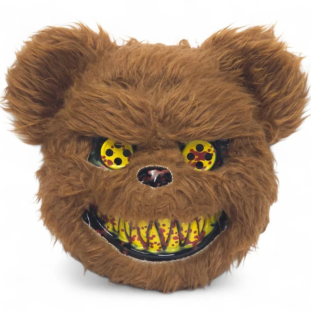 Spirit Halloween Scary Evil Bear Mask Brown Furry Horror Teddy Blood Teeth Creep - Picture 6 of 14